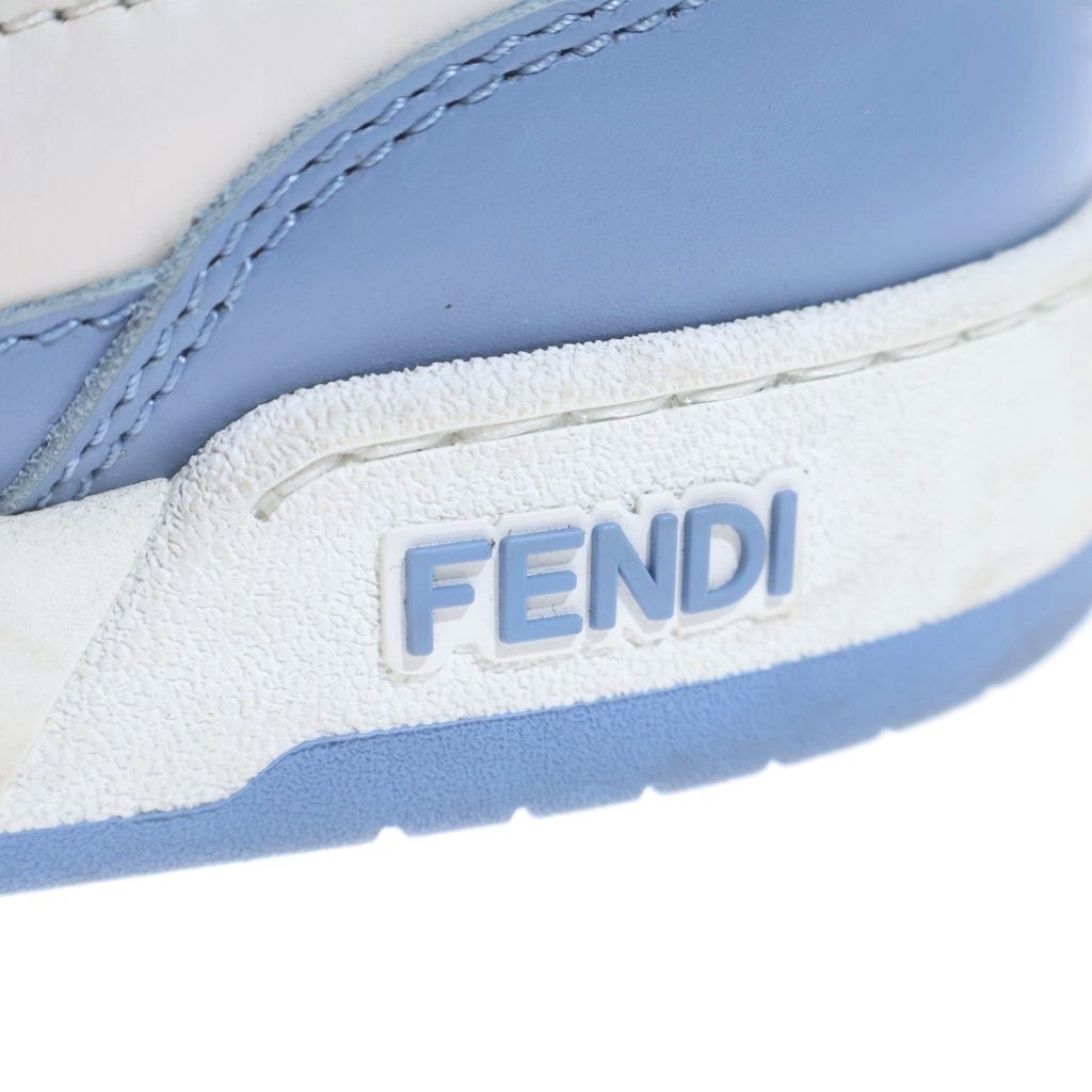 Fendi Logo Low Cut Sneakers White Blue 6 — view 6