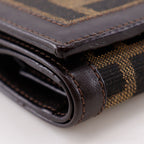 Fendi Zucca Nylon Canvas Brown Trifold Wallet — view 4