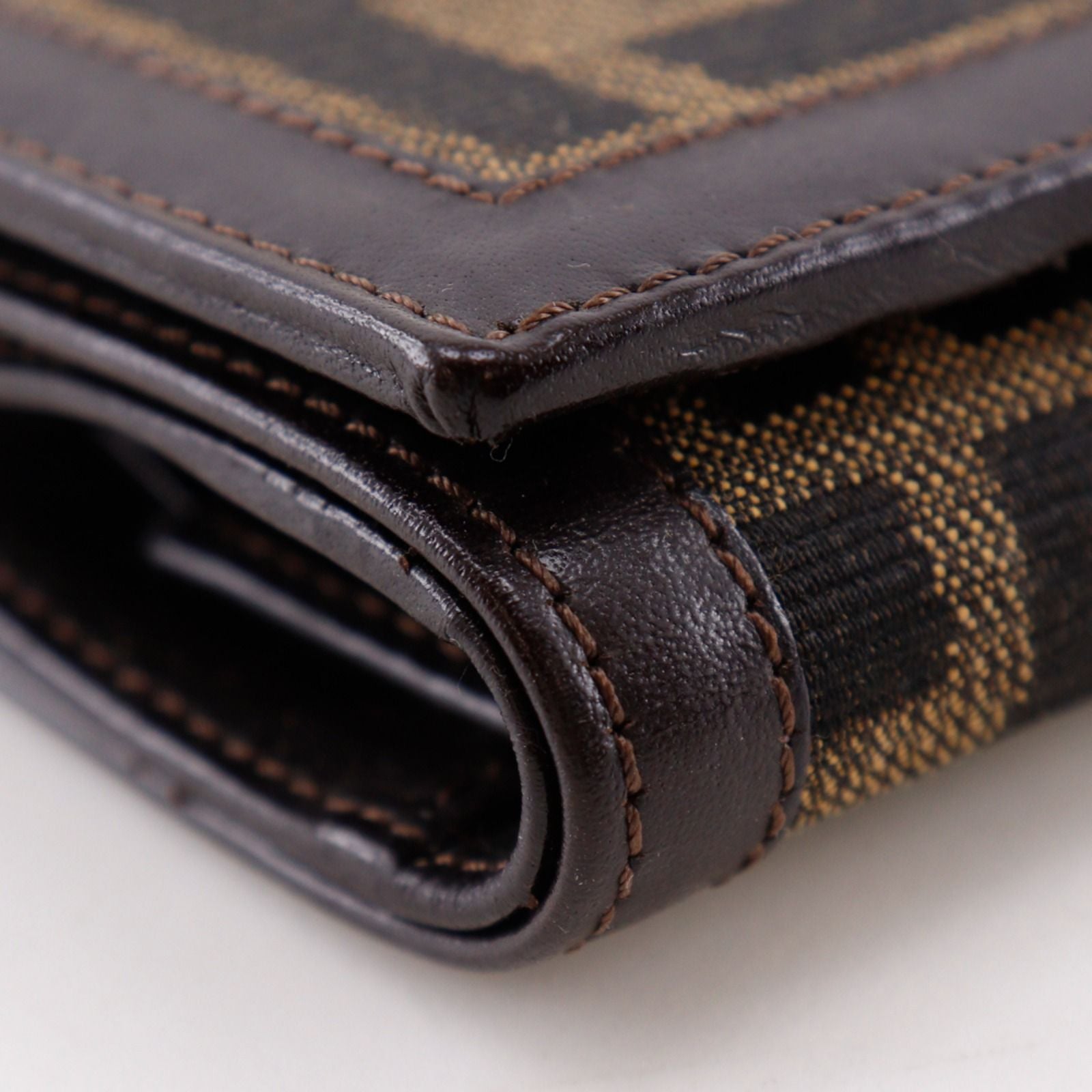 Fendi Zucca Nylon Canvas Brown Trifold Wallet — view 4
