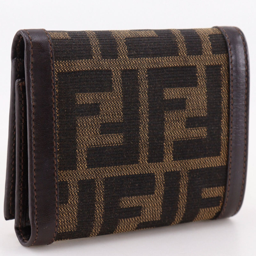 Fendi Zucca Nylon Canvas Brown Trifold Wallet — view 3