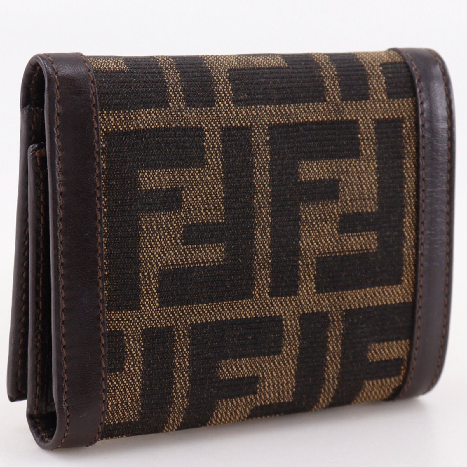 Fendi Zucca Nylon Canvas Brown Trifold Wallet — view 3