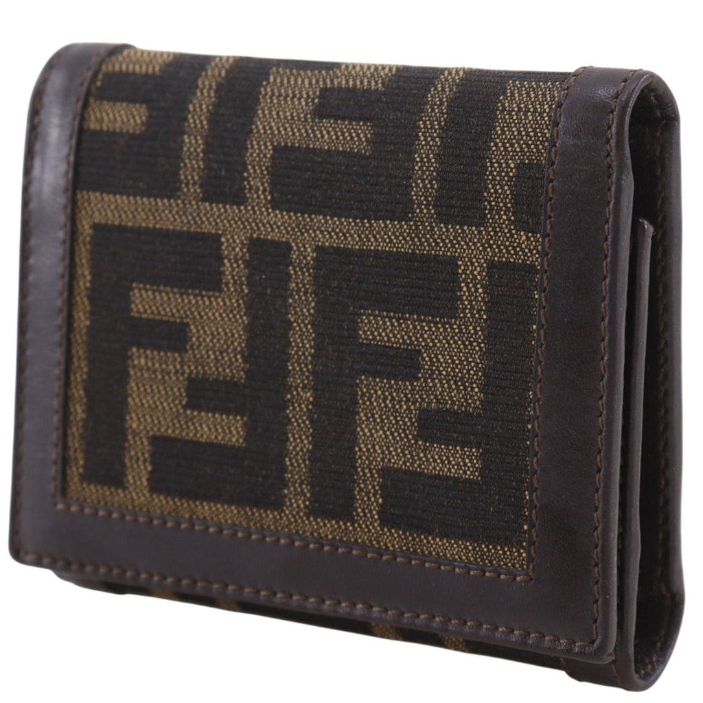 Fendi Zucca Nylon Canvas Brown Trifold Wallet — view 2