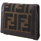 Fendi Zucca Nylon Canvas Brown Trifold Wallet — view 2