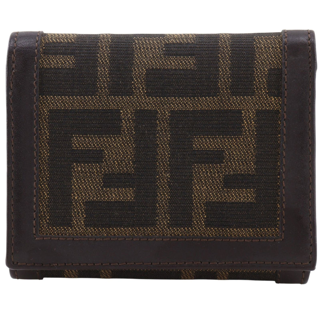 Fendi Zucca Nylon Canvas Brown Trifold Wallet