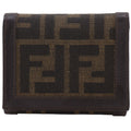 Fendi Zucca Nylon Canvas Brown Trifold Wallet