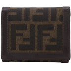 Fendi Zucca Nylon Canvas Brown Trifold Wallet