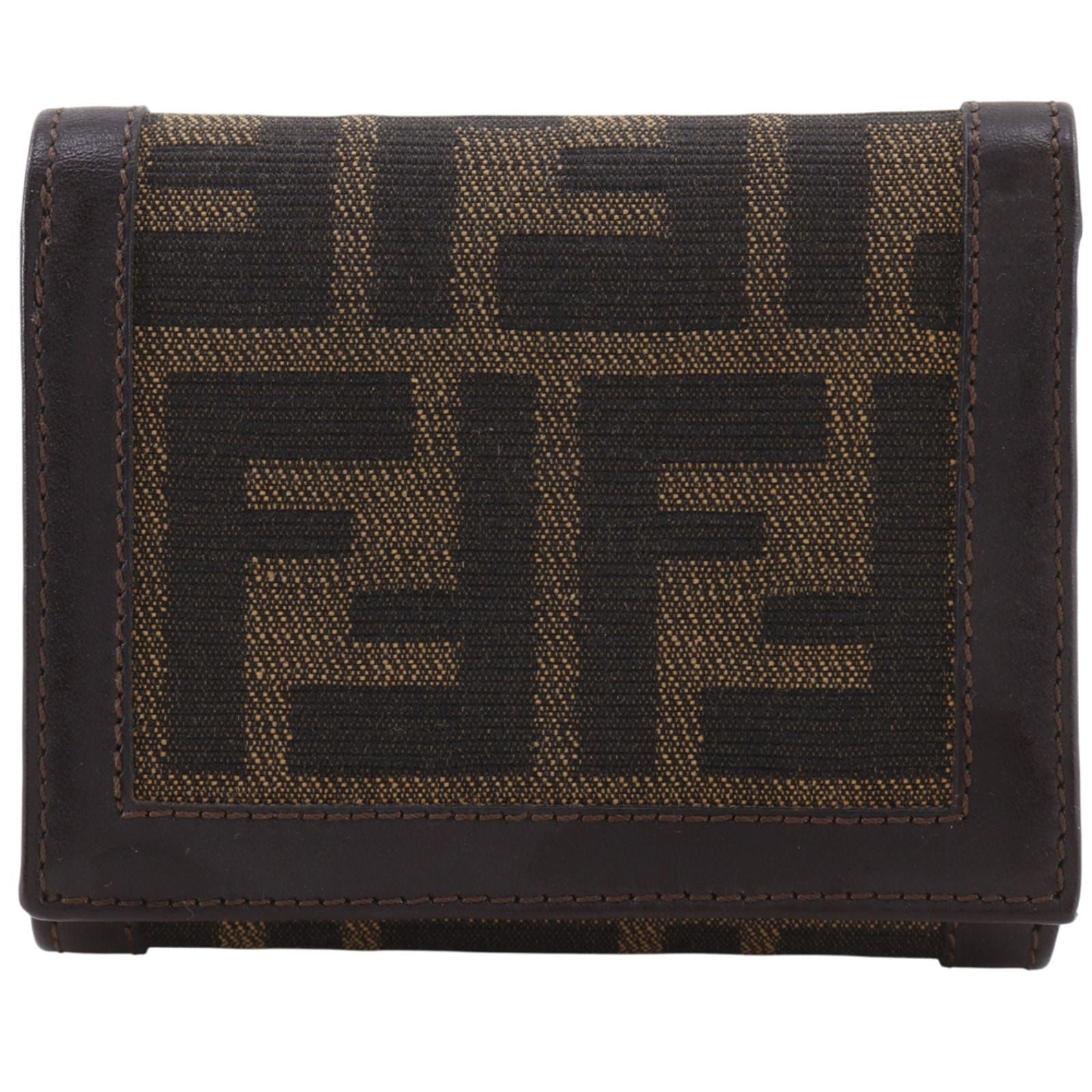 Fendi Zucca Nylon Canvas Brown Trifold Wallet