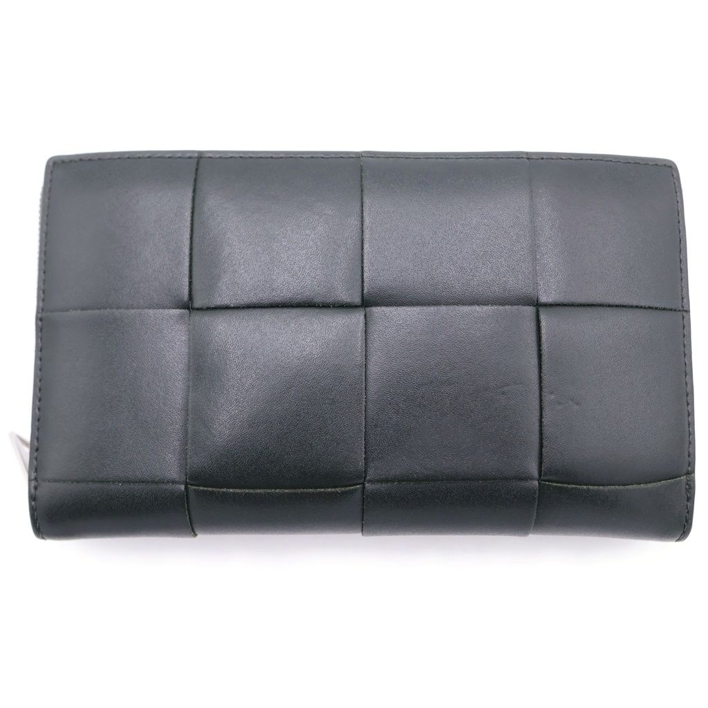Bottega Veneta Cassette Zip Around Wallet Leather Dark Green