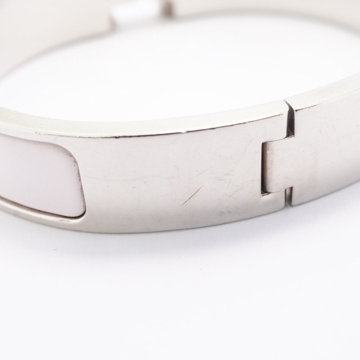 Hermes Bangle Clic Clac PM Metal Silver Pink Bracelet — view 7