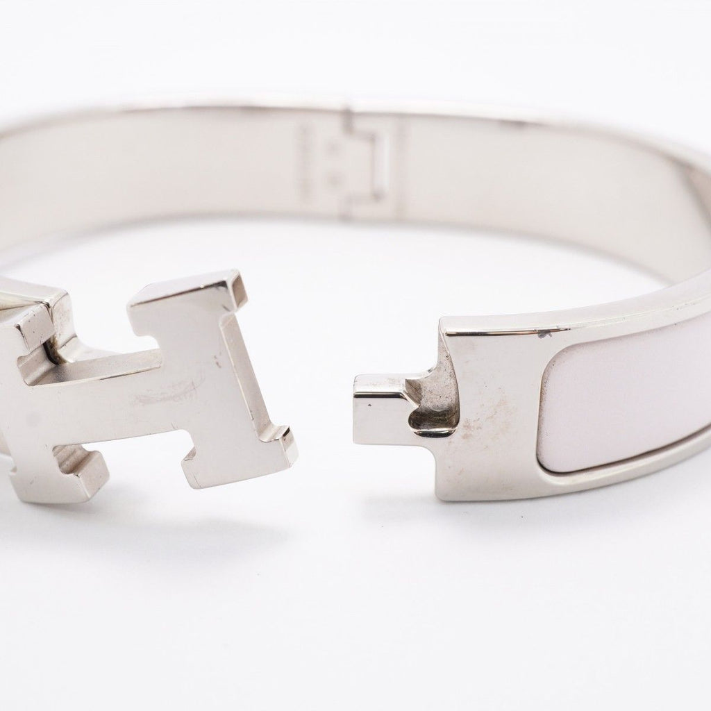 Hermes Bangle Clic Clac PM Metal Silver Pink Bracelet — view 4