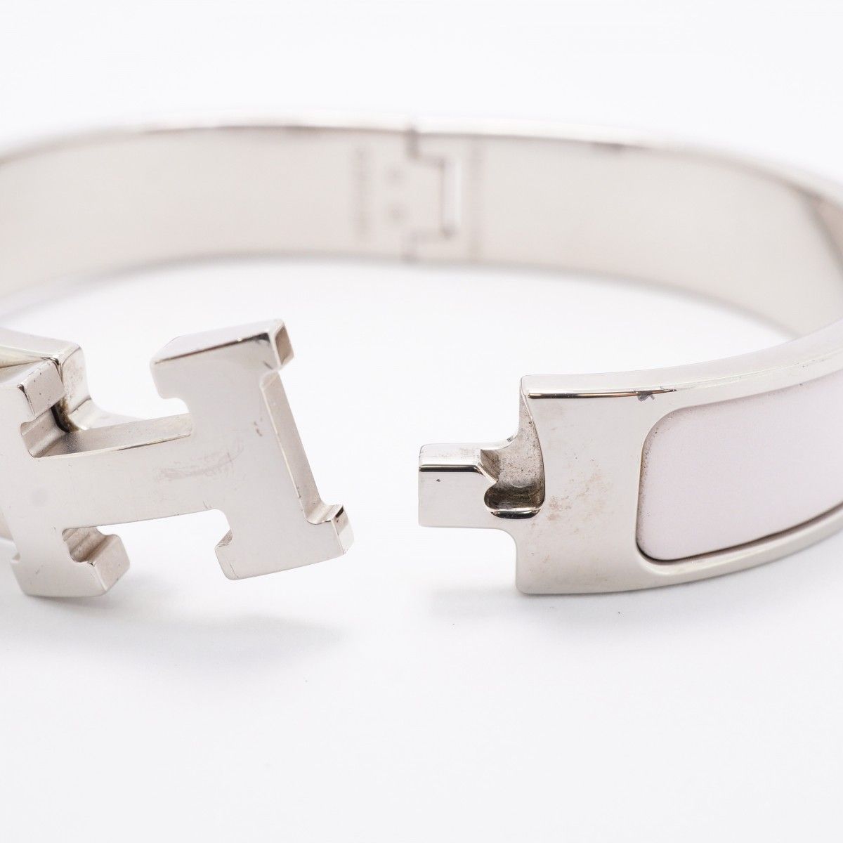 Hermes Bangle Clic Clac PM Metal Silver Pink Bracelet — view 4