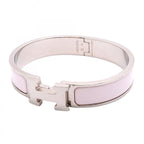 Hermes Bangle Clic Clac PM Metal Silver Pink Bracelet