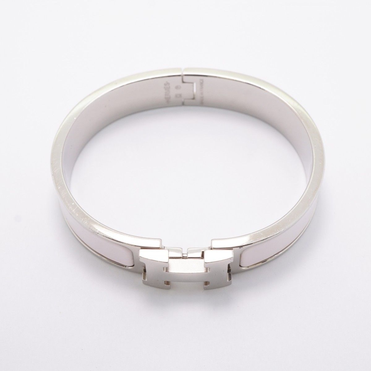 Hermes Bangle Clic Clac PM Metal Silver Pink Bracelet — view 3