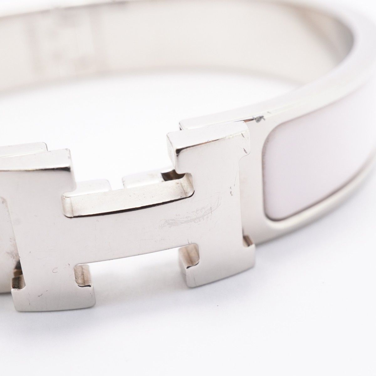 Hermes Bangle Clic Clac PM Metal Silver Pink Bracelet — view 9