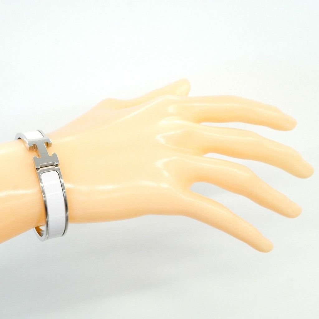 Hermes Bangle Clic Clac PM Metal Silver Pink Bracelet — view 6