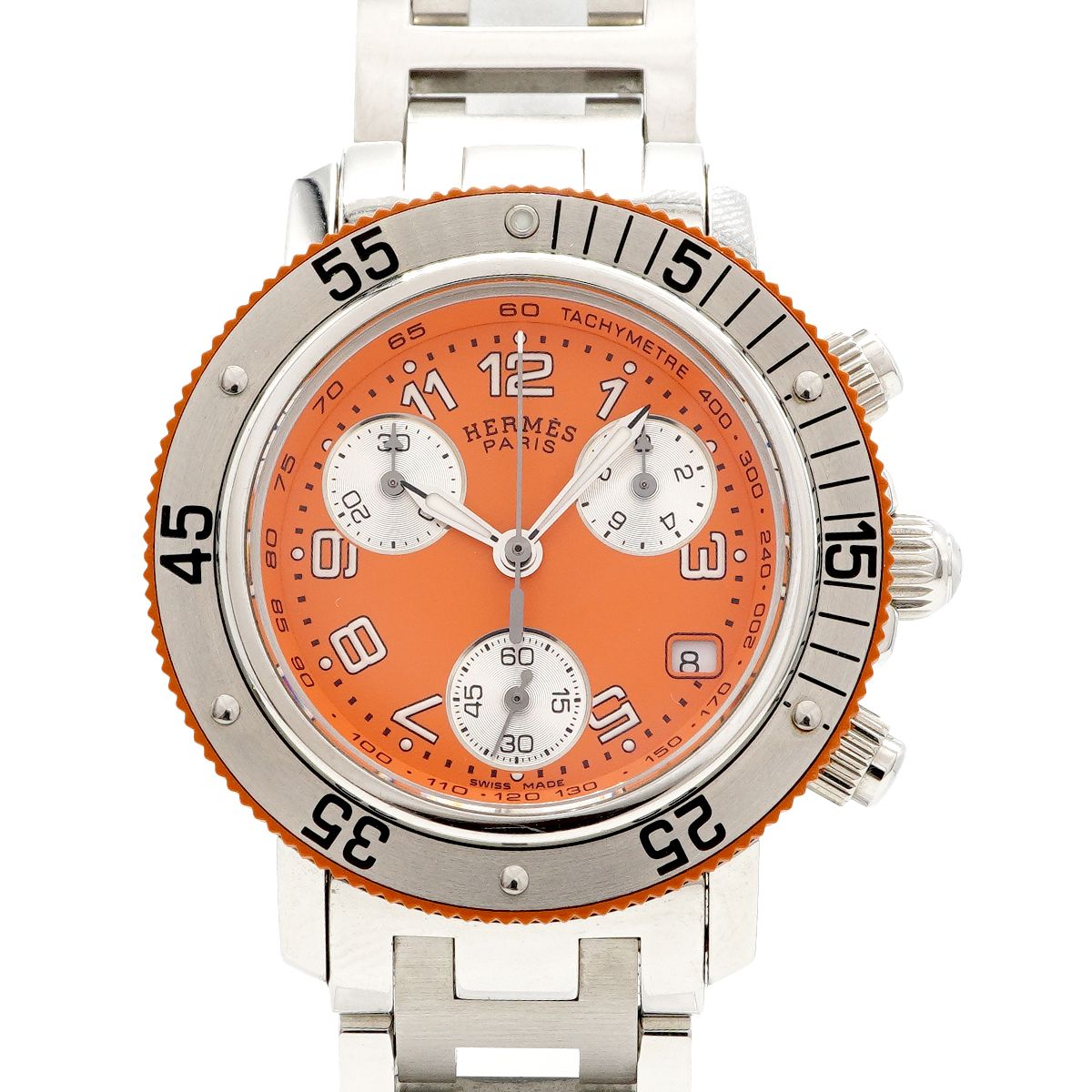Hermes Clipper Diver Orange Dial Watch