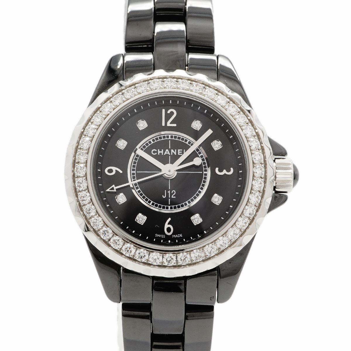 Chanel Diamond Black Dial Watch