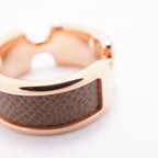 Hermes Ring Olympe PM Gold Plated Leather Brown Pink — view 7