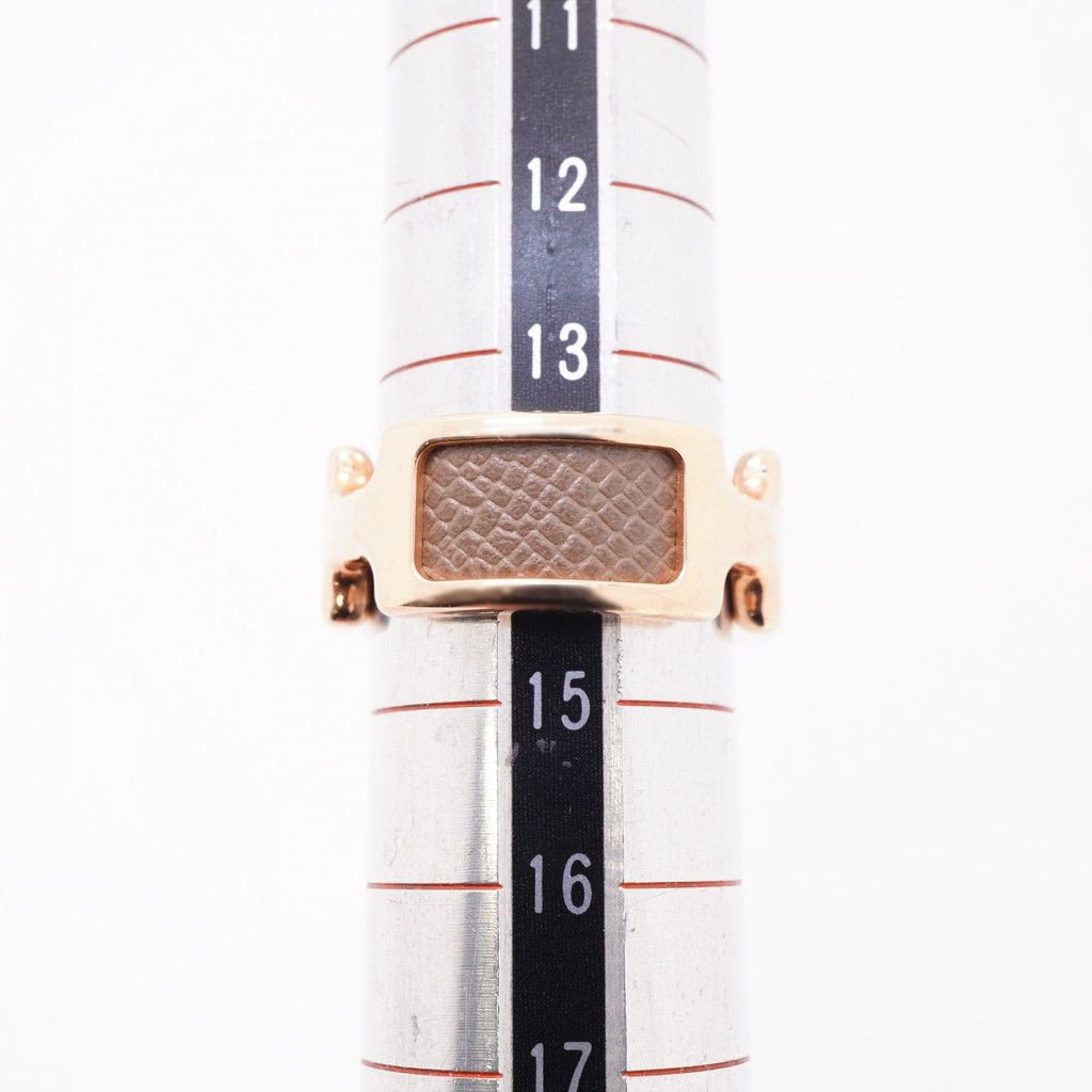 Hermes Ring Olympe PM Gold Plated Leather Brown Pink — view 5
