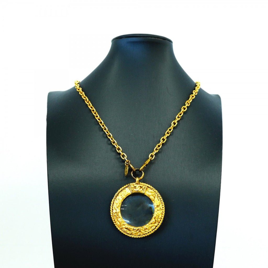 Chanel Necklace Vintage CC Logo Loupe Gold Plated — view 6