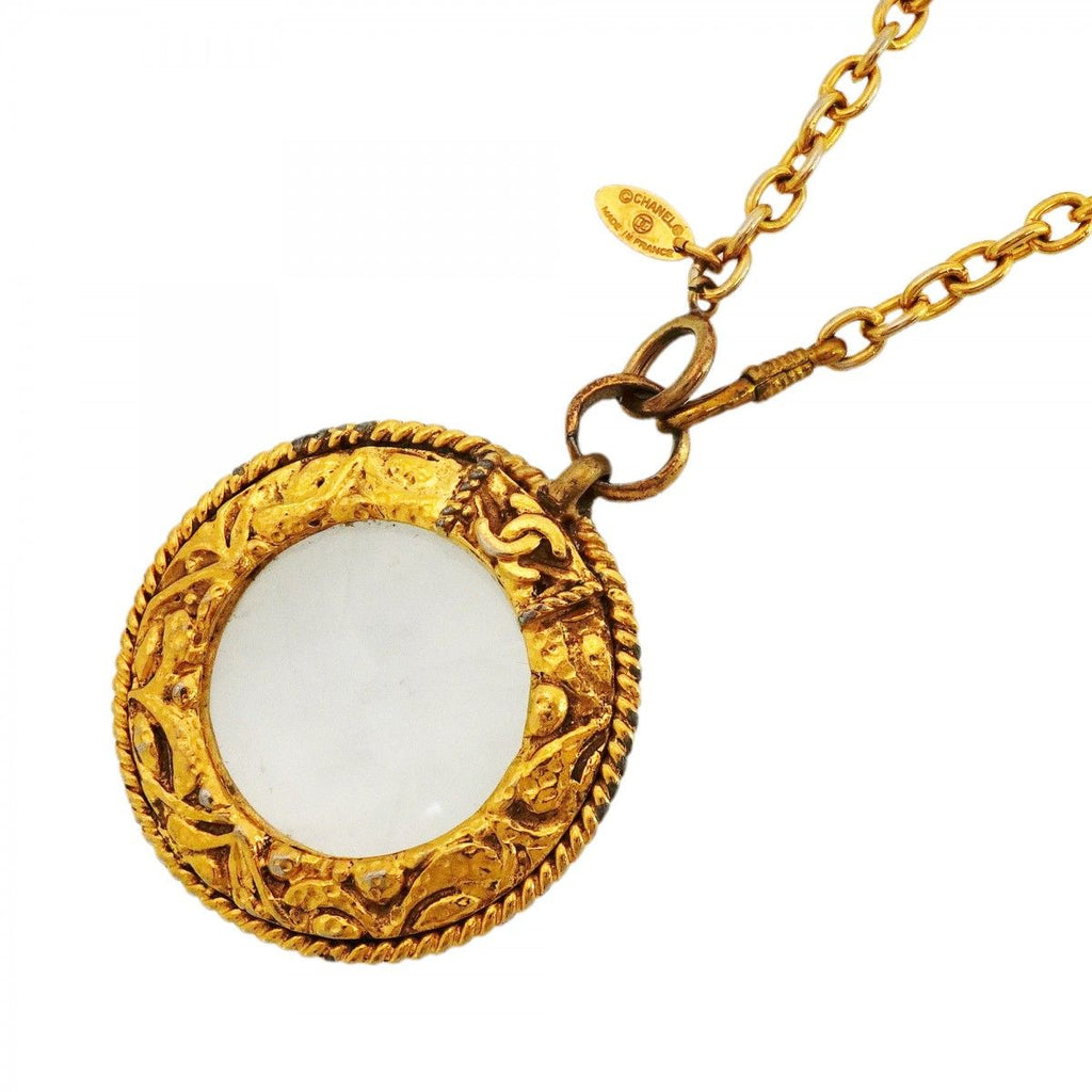 Chanel Necklace Vintage CC Logo Loupe Gold Plated