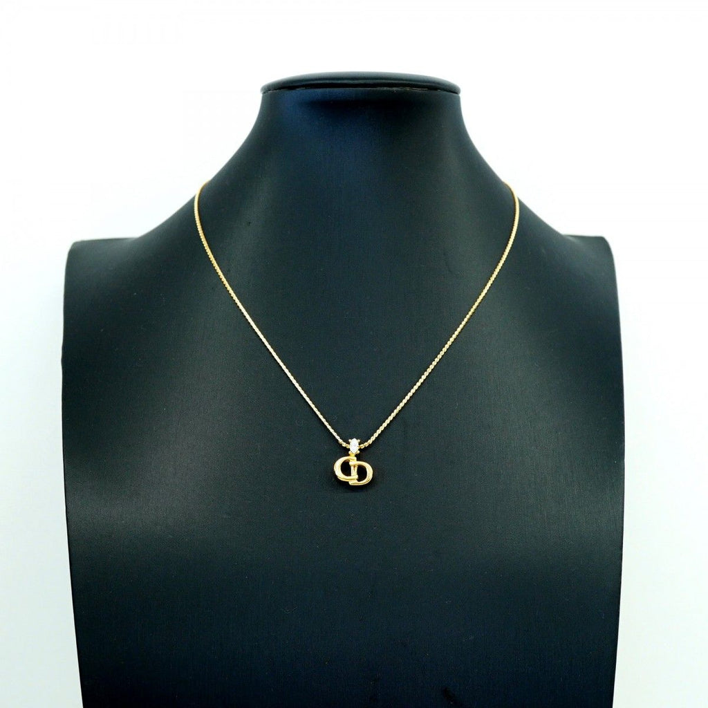 Dior Necklace CD Logo Gold Plated Rhinestone — view 5