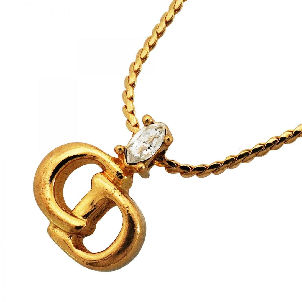 Dior Necklace CD Logo Gold Plated Rhinestone