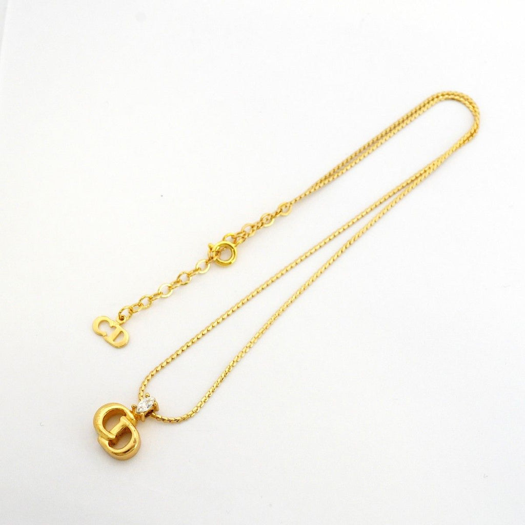 Dior Necklace CD Logo Gold Plated Rhinestone — view 3