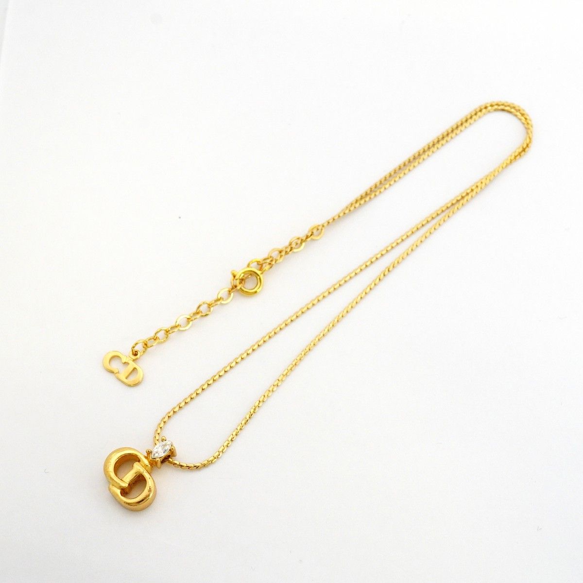 Dior Necklace CD Logo Gold Plated Rhinestone — view 3