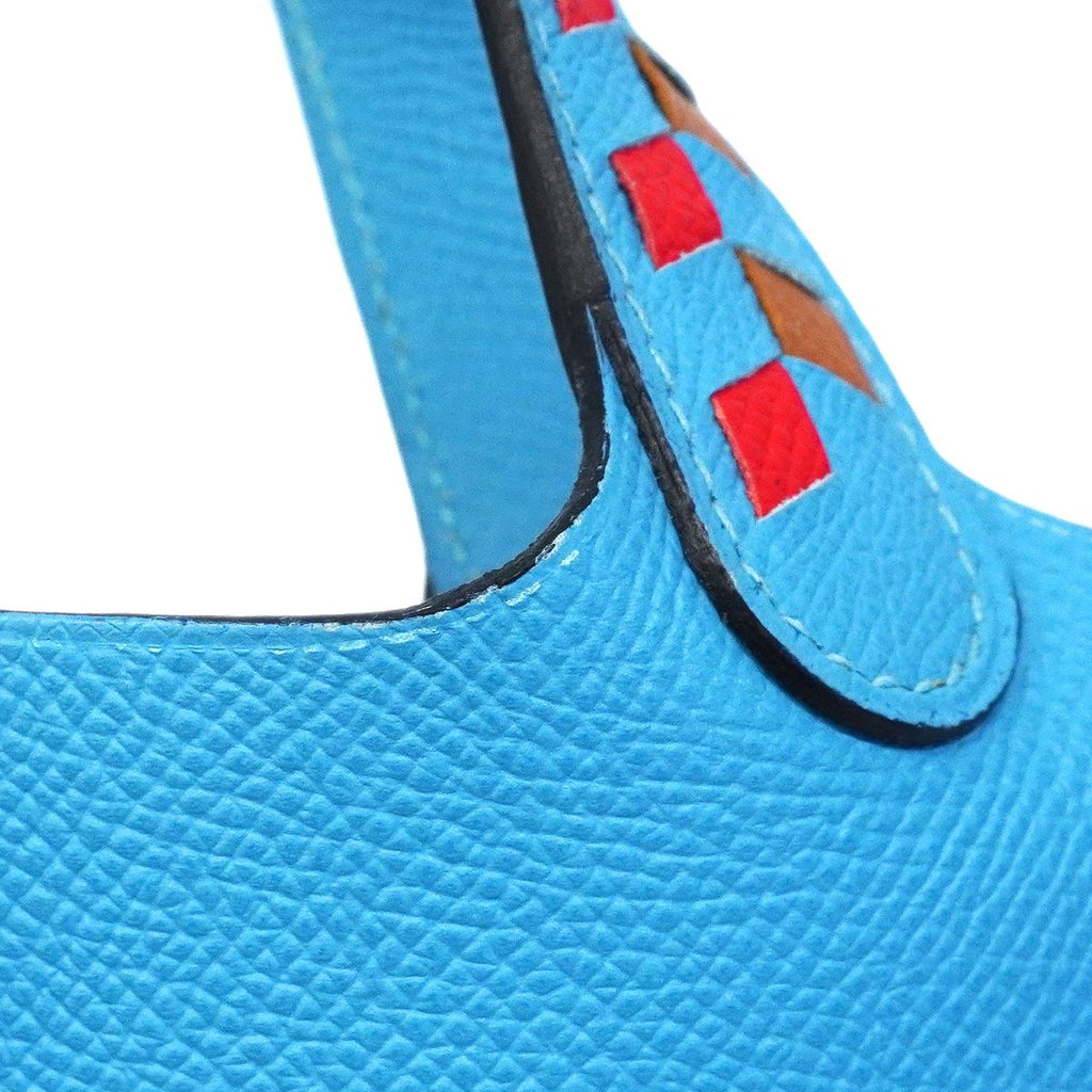 Hermes Handbag Picotin Lock PM Tresage Veau Epsom Blue Nord Silver — view 6