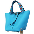 Hermes Handbag Picotin Lock PM Tresage Veau Epsom Blue Nord Silver