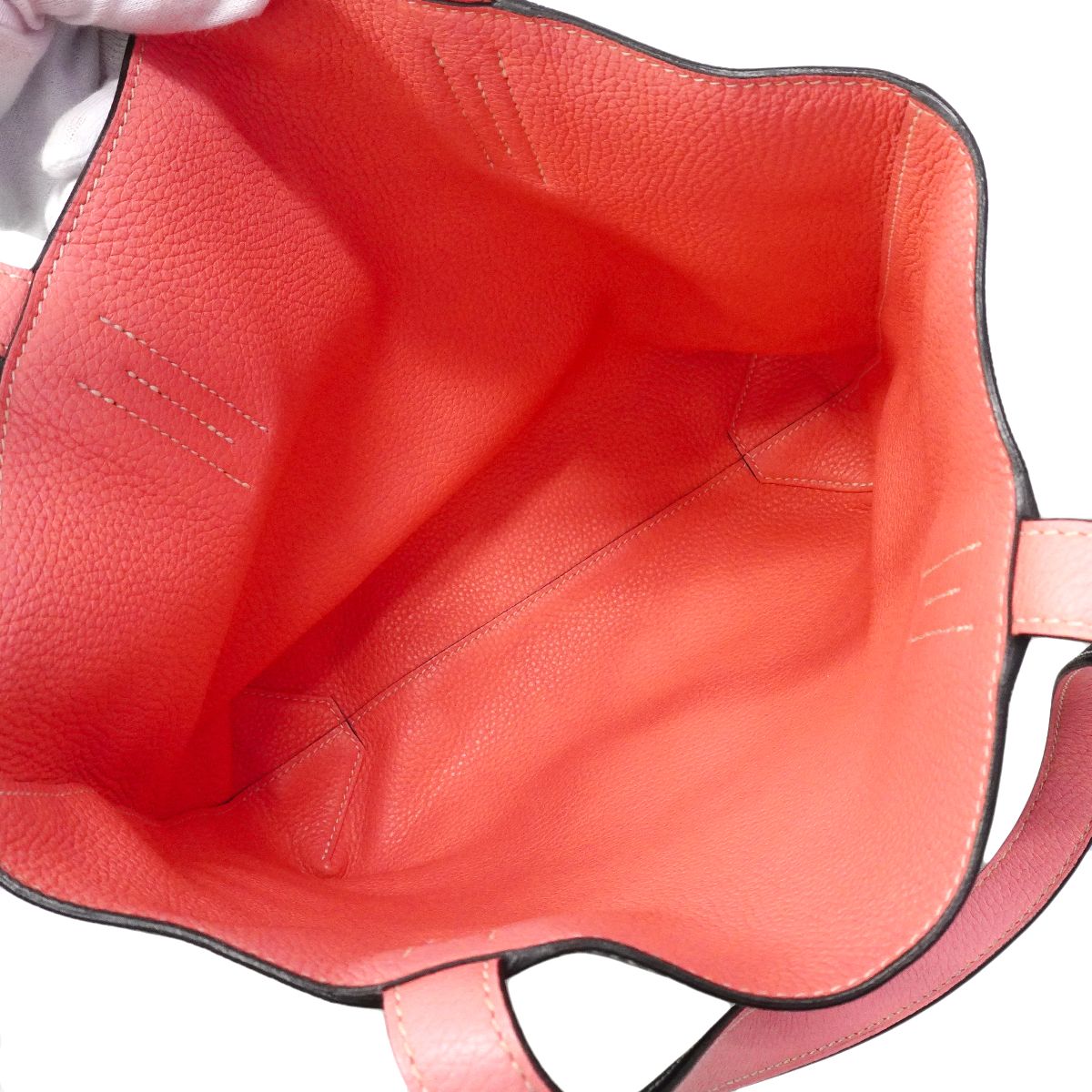 Hermes Tote Double Sens 28 Taurillon Clemence Rose Azalea Blue Nuit — view 4