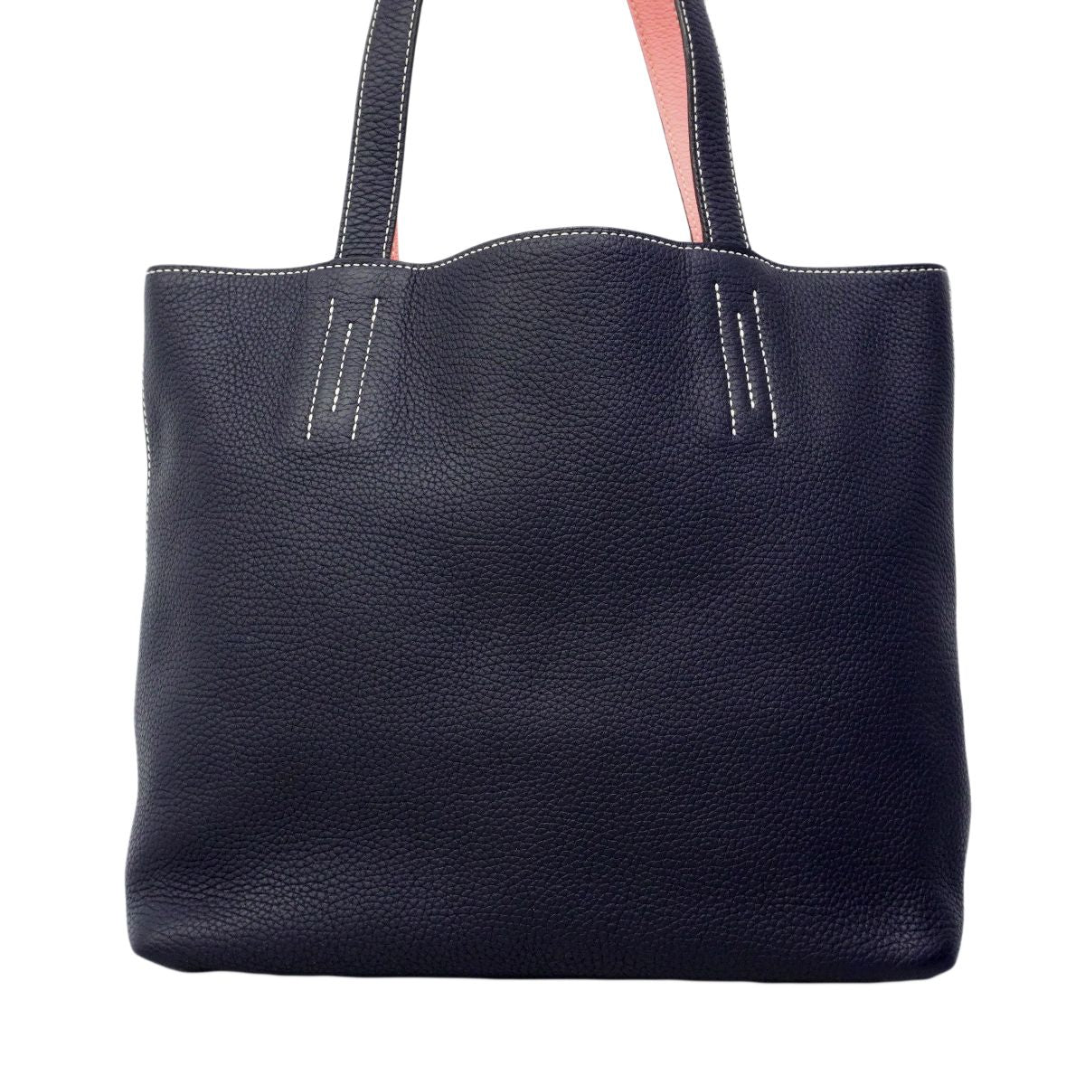 Hermes Tote Double Sens 28 Taurillon Clemence Rose Azalea Blue Nuit — view 8