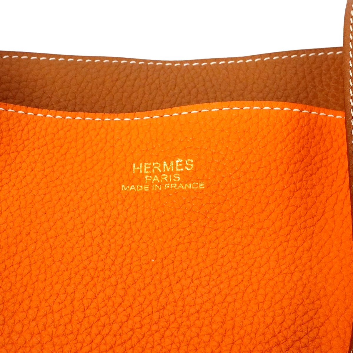Hermes Tote Double Sens 36 Taurillon Clemence Orange Gold — view 5