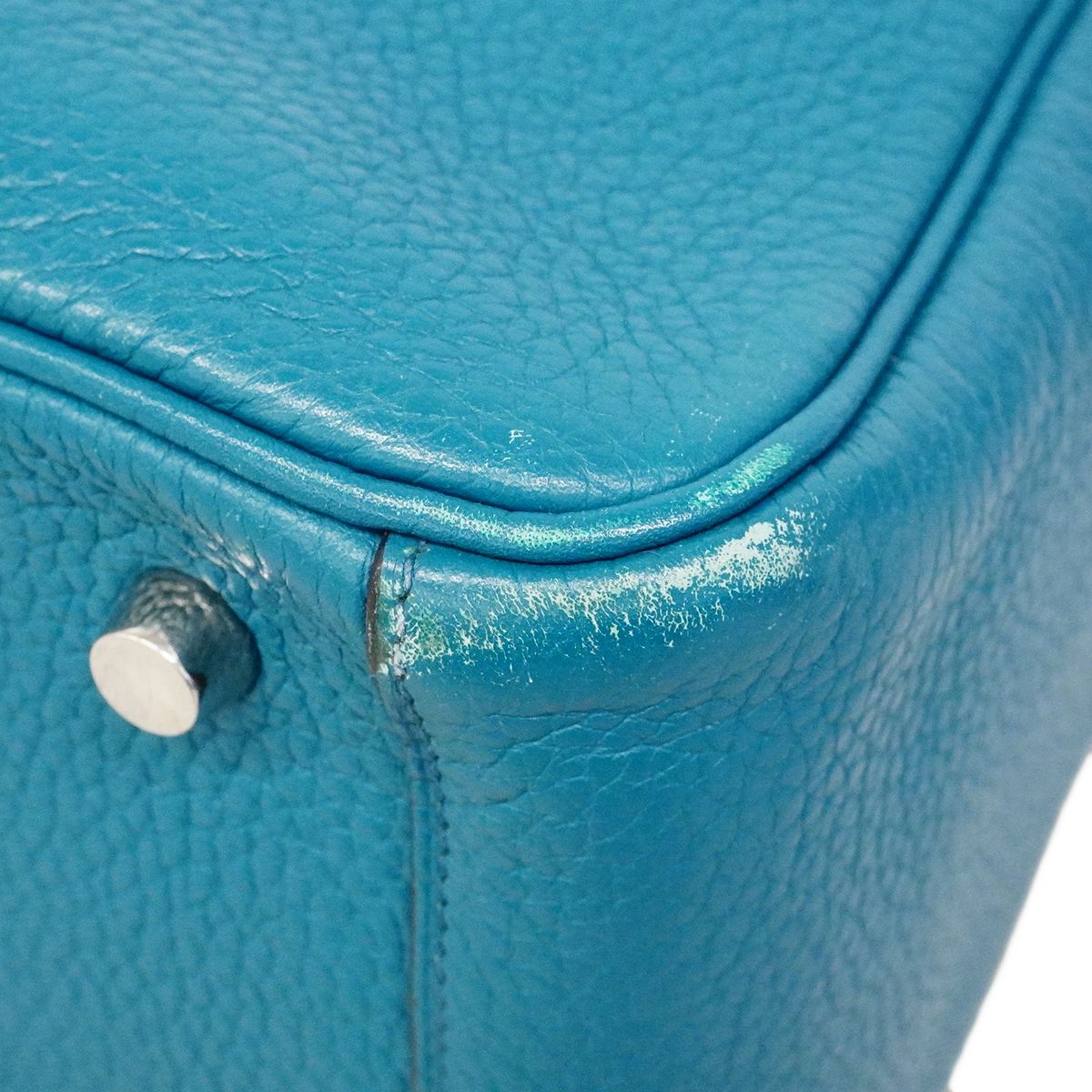 Hermes Handbag Lindy 26 Taurillon Clemence Turquoise Silver 2-Way — view 6