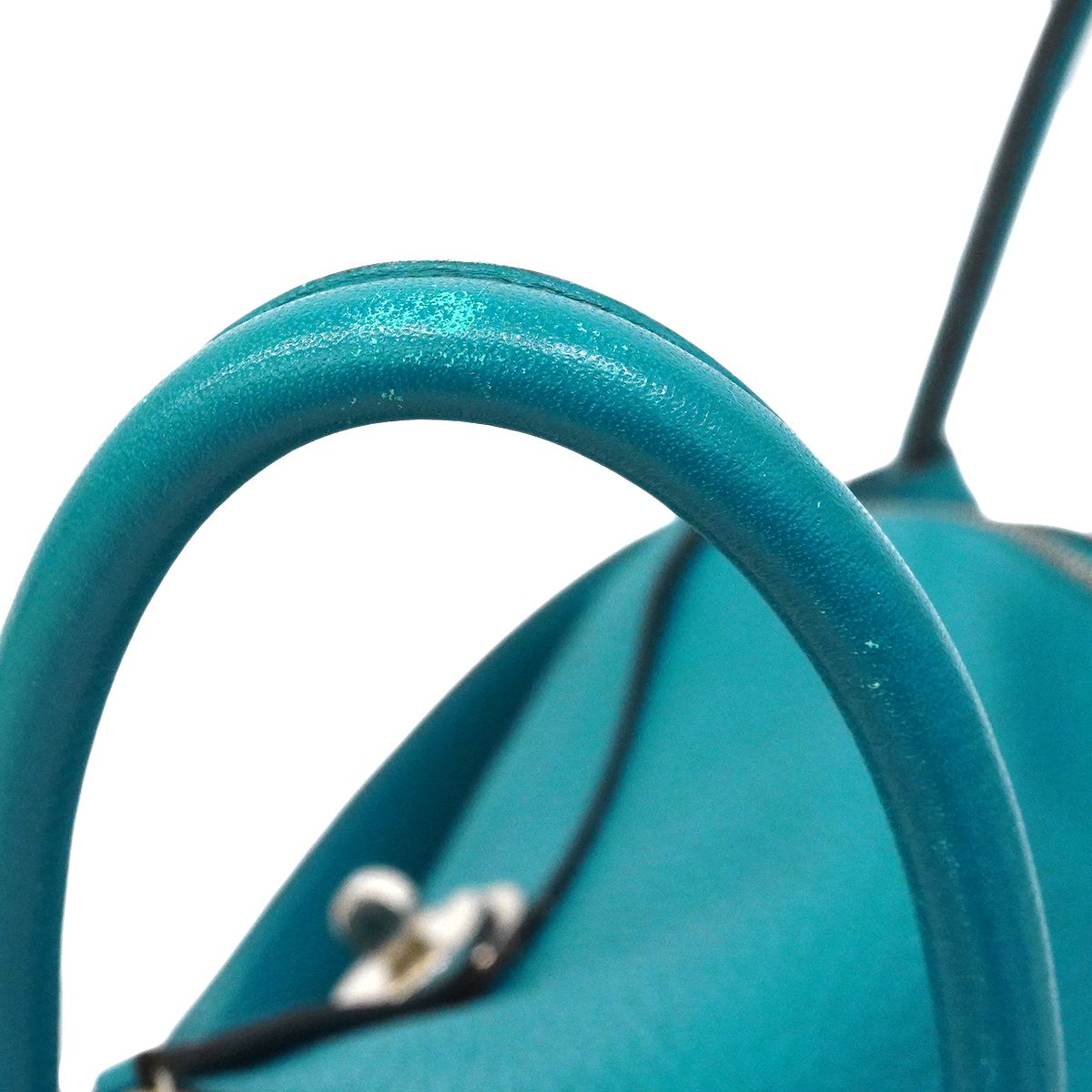 Hermes Handbag Lindy 26 Taurillon Clemence Turquoise Silver 2-Way — view 9