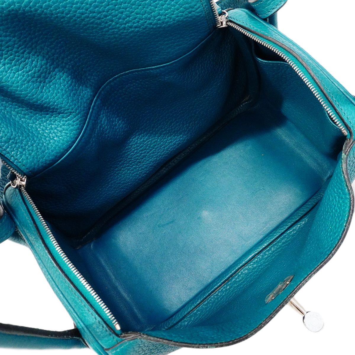 Hermes Handbag Lindy 26 Taurillon Clemence Turquoise Silver 2-Way — view 4