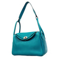 Hermes Handbag Lindy 26 Taurillon Clemence Turquoise Silver 2-Way
