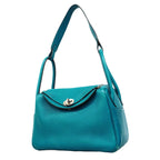 Hermes Handbag Lindy 26 Taurillon Clemence Turquoise Silver 2-Way