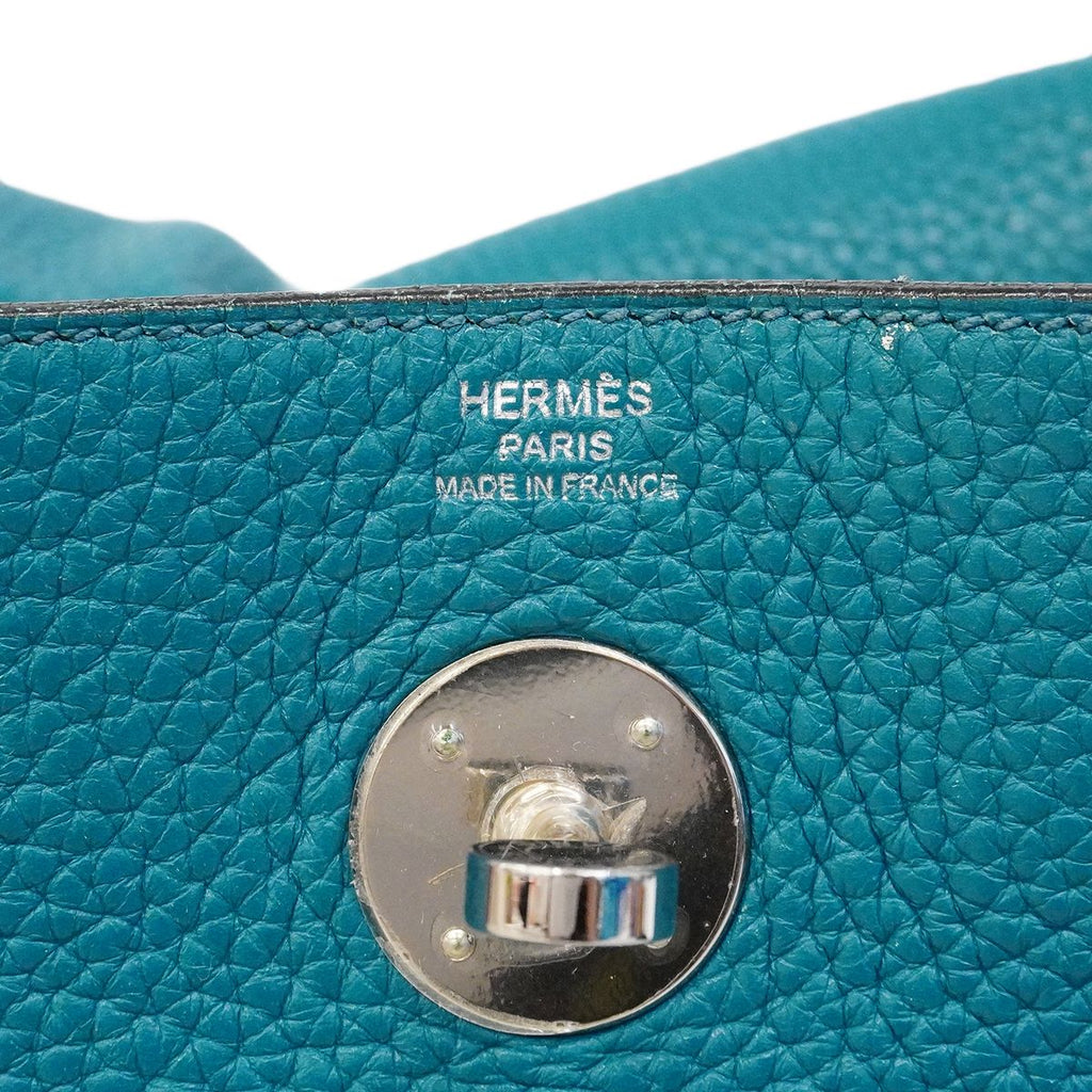 Hermes Handbag Lindy 26 Taurillon Clemence Turquoise Silver 2-Way — view 5