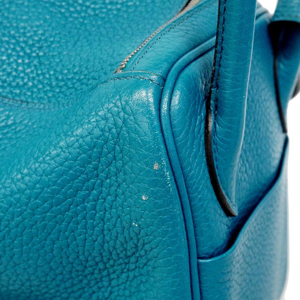 Hermes Handbag Lindy 26 Taurillon Clemence Turquoise Silver 2-Way — view 7