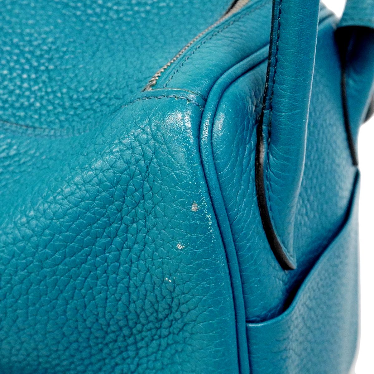 Hermes Handbag Lindy 26 Taurillon Clemence Turquoise Silver 2-Way — view 7