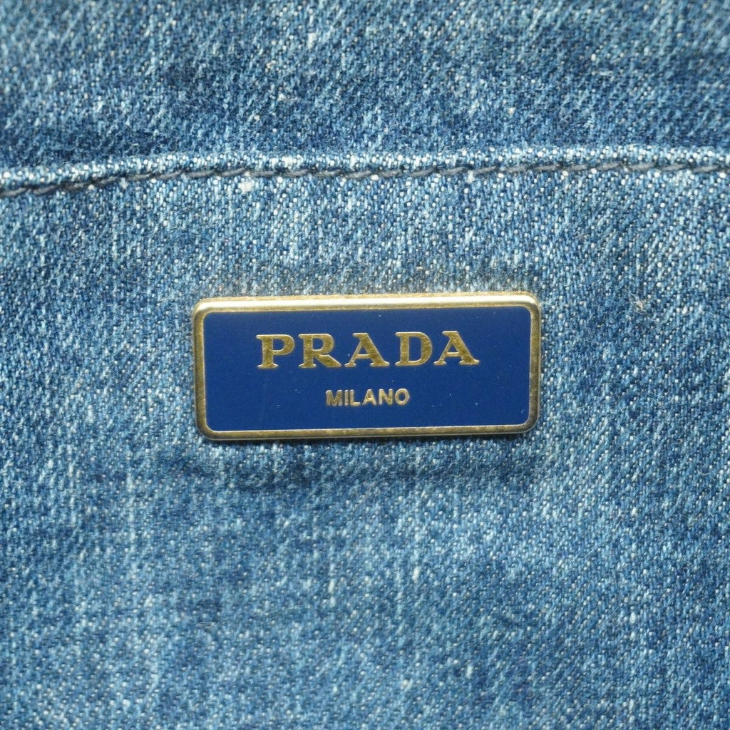 Prada Tote Canapa Denim Navy Gold — view 5