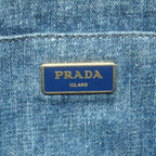 Prada Tote Canapa Denim Navy Gold — view 5