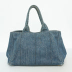 Prada Tote Canapa Denim Navy Gold — view 9