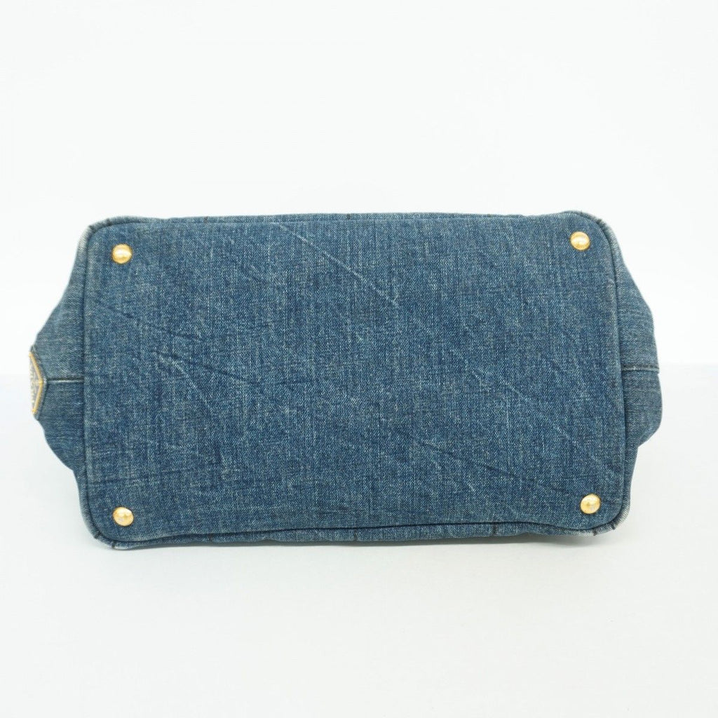 Prada Tote Canapa Denim Navy Gold — view 3