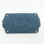 Prada Tote Canapa Denim Navy Gold — view 3