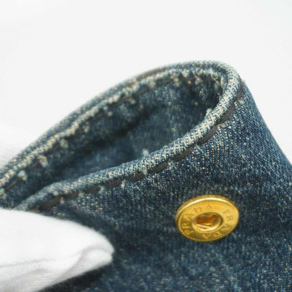 Prada Tote Canapa Denim Navy Gold — view 7