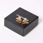 Chanel CC Logo Earrings 05 Gold Brown Metal
