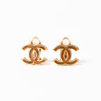 Chanel CC Logo Earrings 05 Gold Brown Metal — view 2
